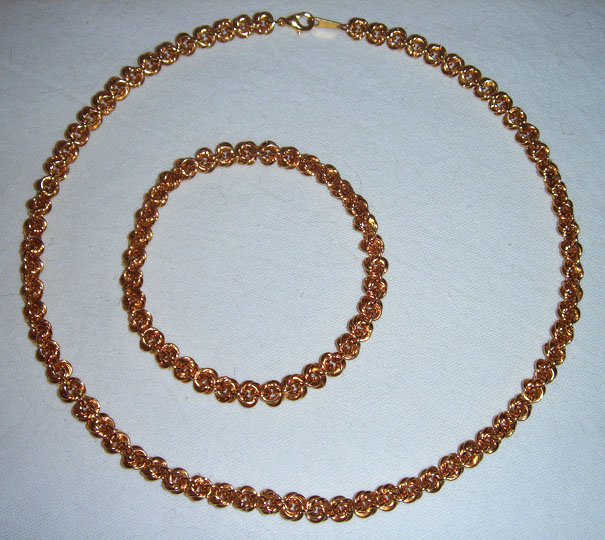 Gold-Plated Floret Rope Necklace and Bracelet Set