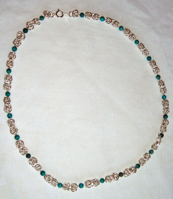 Silver and Turquoise Byzantine Necklace