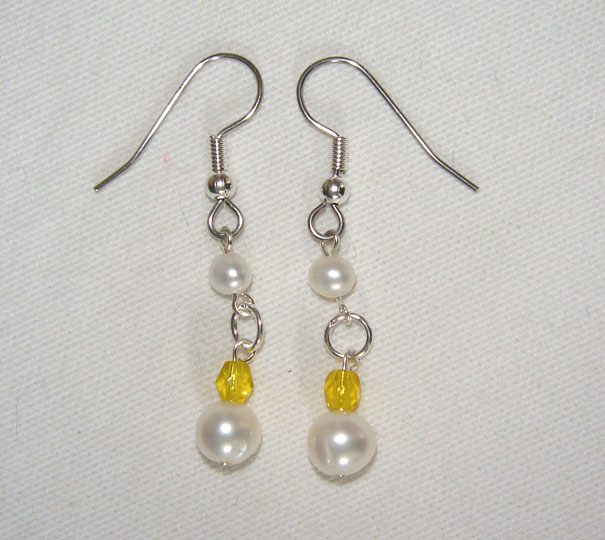 Pearl and Yellow Dewdrops Earrings